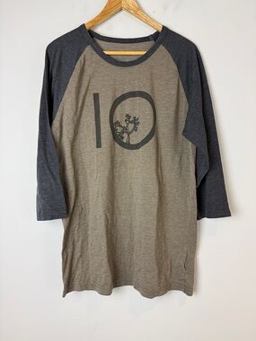 TenTree Neutral Two-Tone Raglan Graphic Tee Size Large